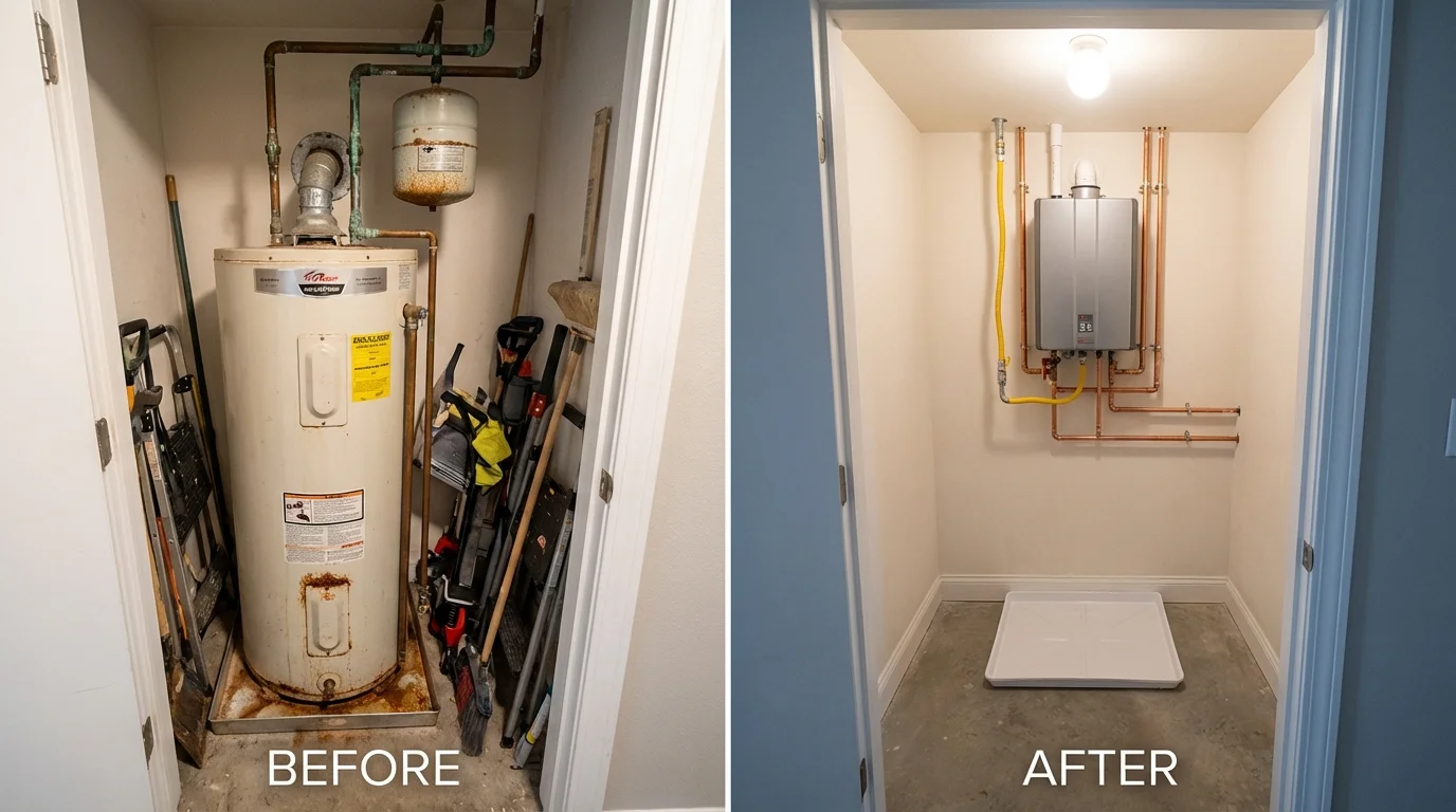 Tank water heater versus wall-mounted tankless unit comparison for Jackson, KY homeowners