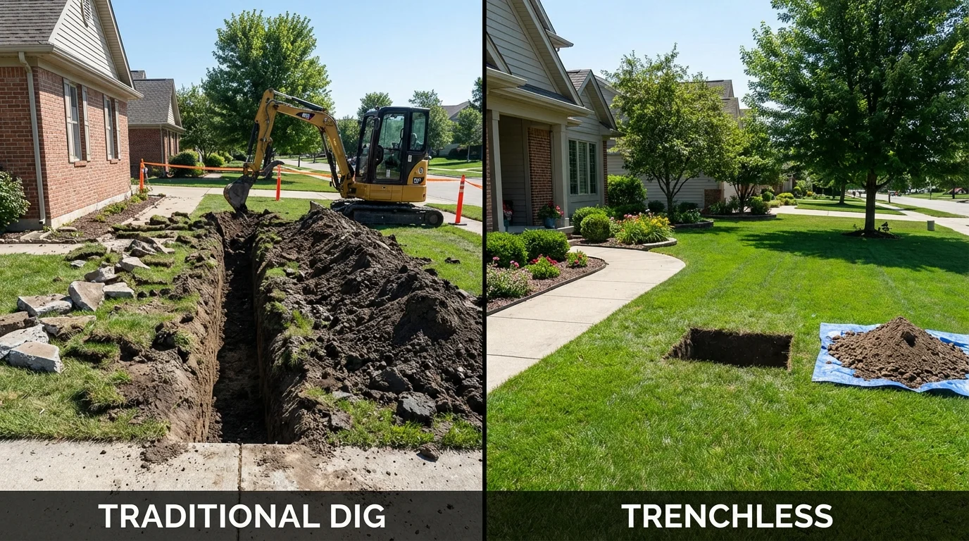 Trenchless sewer repair with minimal yard damage versus traditional excavation in Jackson, KY